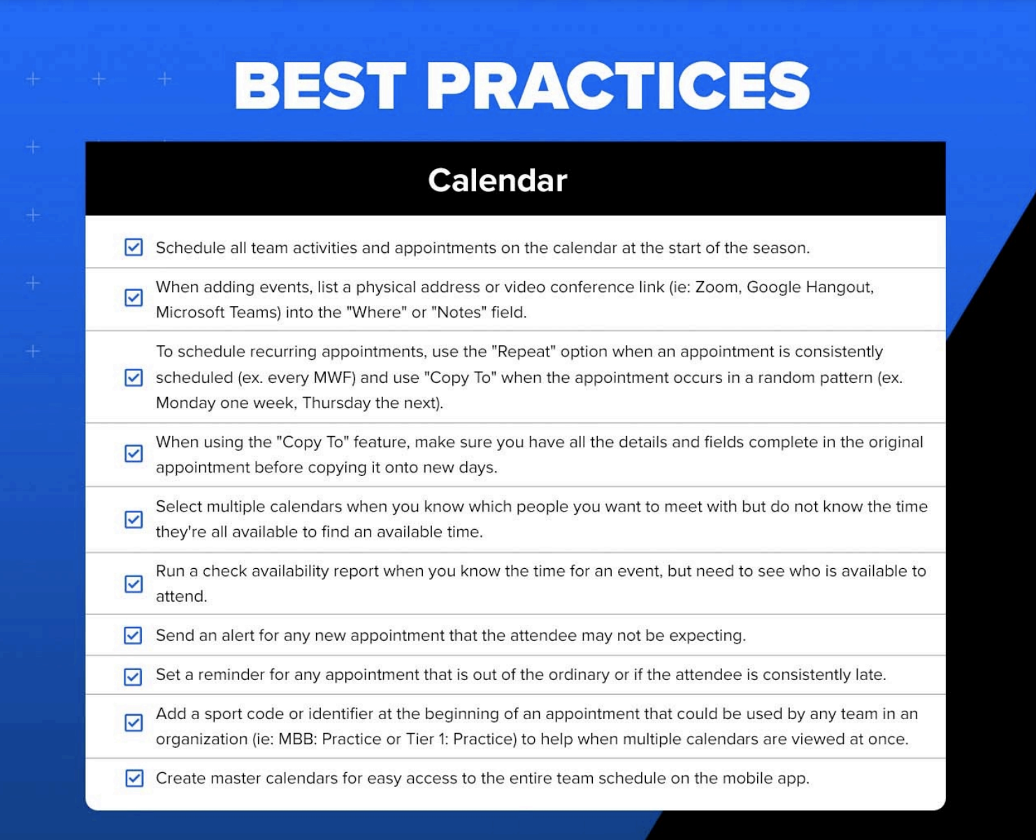 Calendar Use Cases/Best Practices Hub